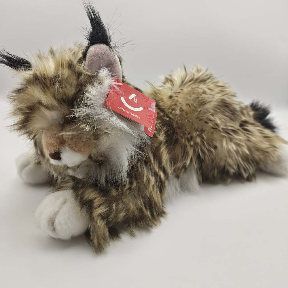 Aurora Maine Coon Cat Plush 12" Brown Tabby Fluffy Stuffed Animal Toy NWT 31121